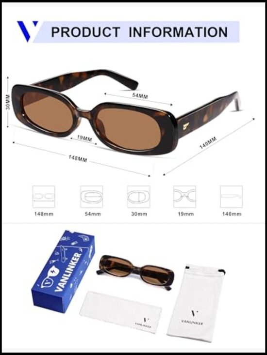 Retro Polarized Sunglasses Narrow Rectangular Frame UV400 Protection main image 7